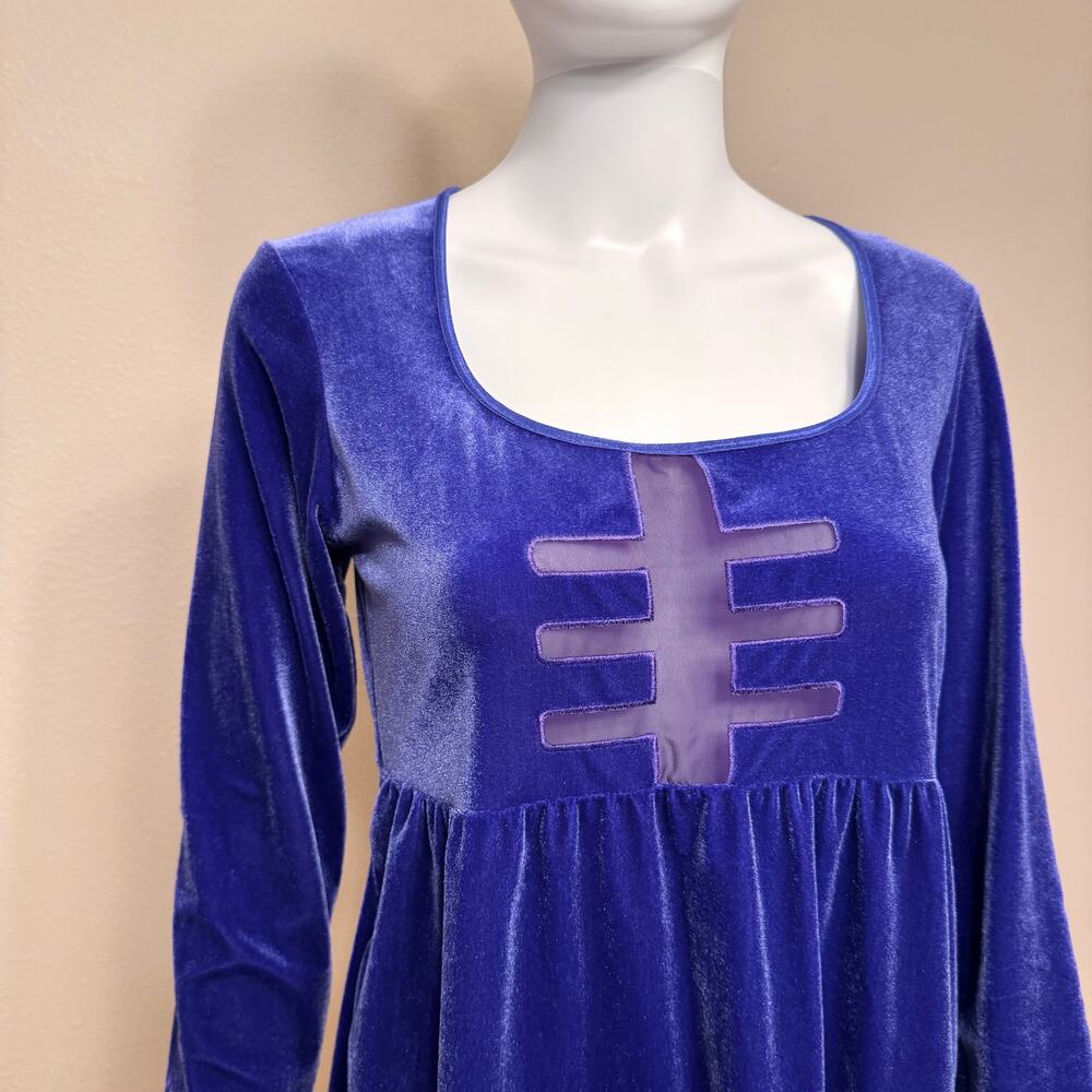 Vintage Moda International Whimsigoth Fairycore Blue Velvet Top Small Empire - Picture 4 of 10